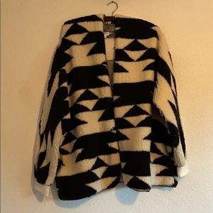 Lularoe black white Aztec teddy hoodie sweater